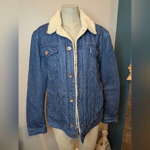 United Colors of Benetton denim Jacket sherpa & Flannel Lined Women's Size XL